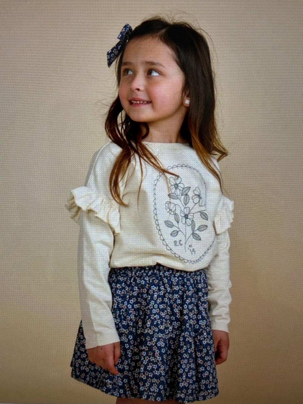 Rylee + Cru Navy Floral Tiered Skirt